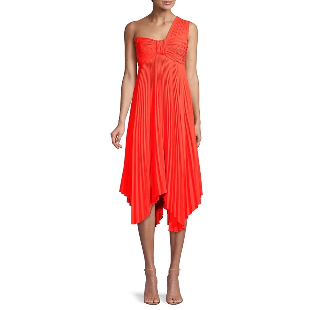 A.L.C. Neon Orange Marbury One-Shoulder Dress